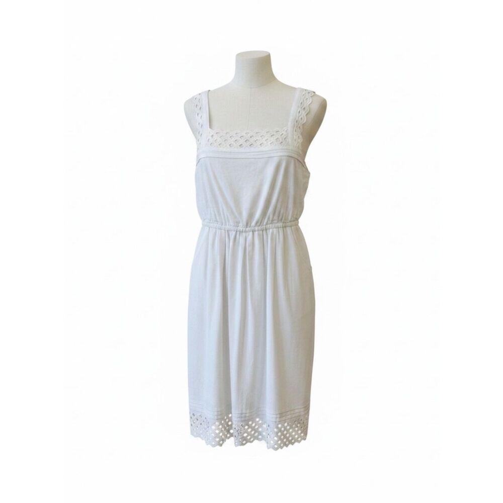 Maeve‎ Eyelet Lace Trimmed Sundress Sz Small White Square Neck Pockets Lined